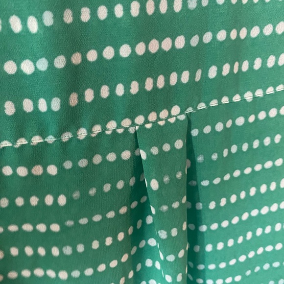 Vibrant Polka Dot Button Up Shirt- Green White Office Casual - Hidden Buttons - Picture 8 of 11